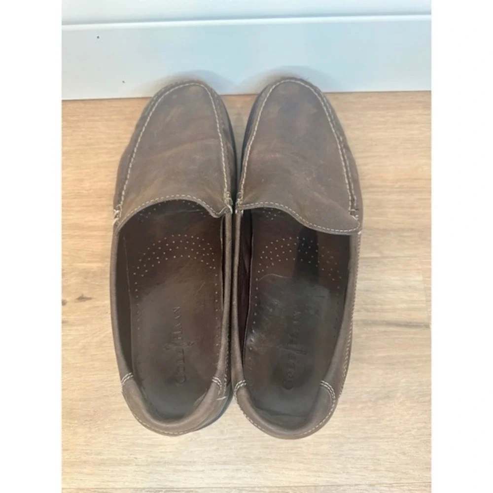 Cole Haan Leather Loafer Men 11.5‎ Brown Nike Air Slip On Shoes Business Classic